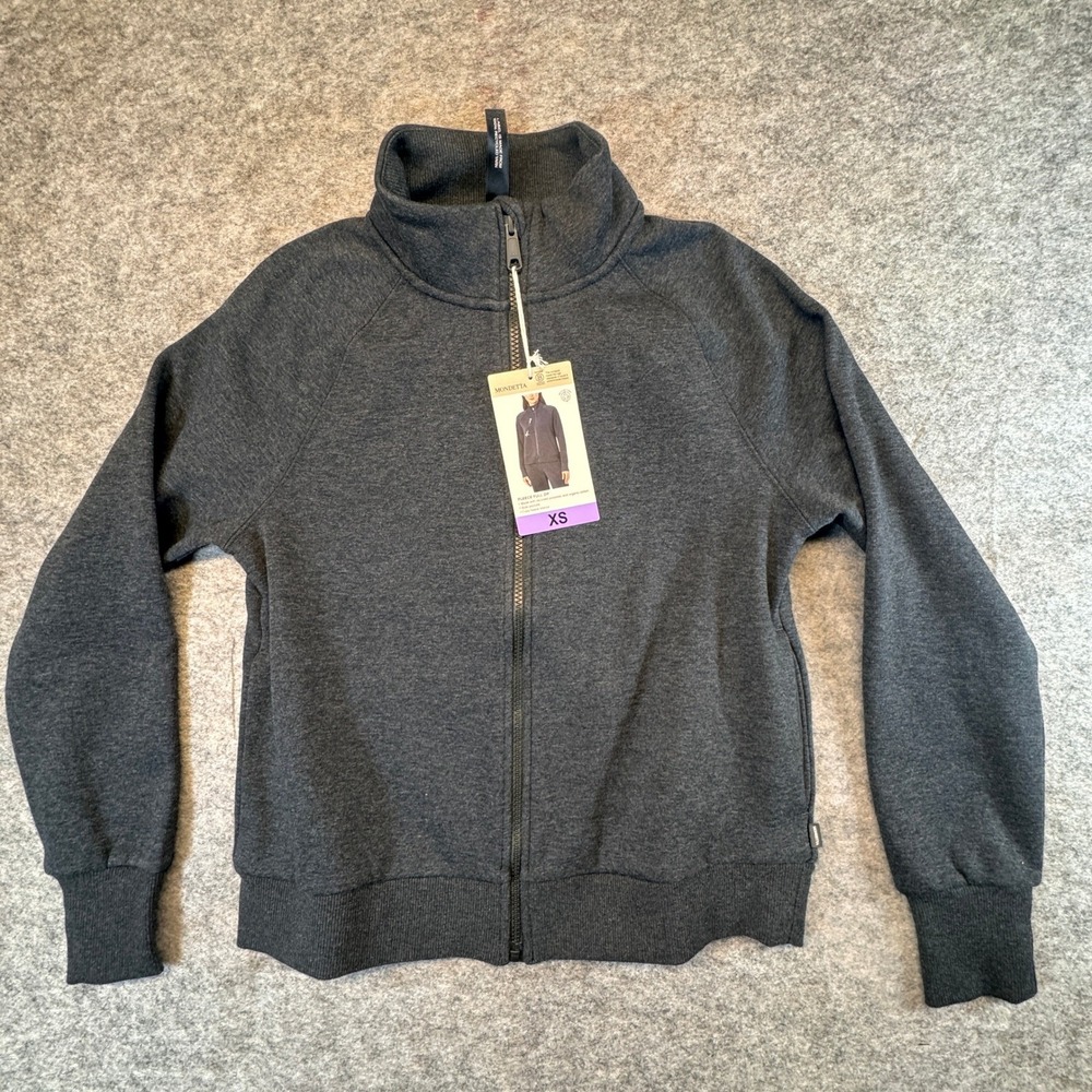 Mondetta Women Fleece Full Zip Jacket Black Charcoal XS 1906568 Luxe